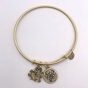 Chrysalis Gold Tone 2 Charm Expandable Bracelet Wife & Flowers